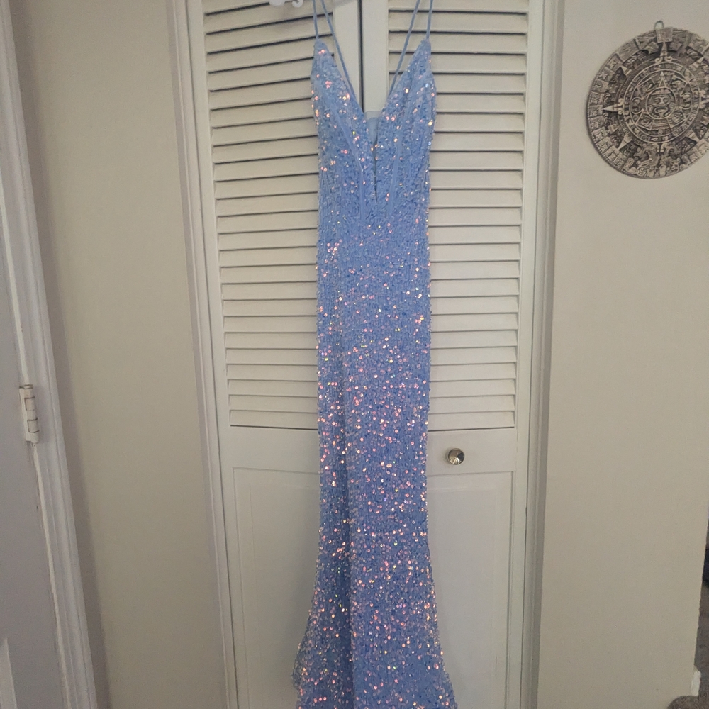 Sparkling Light Blue Sequin Gown